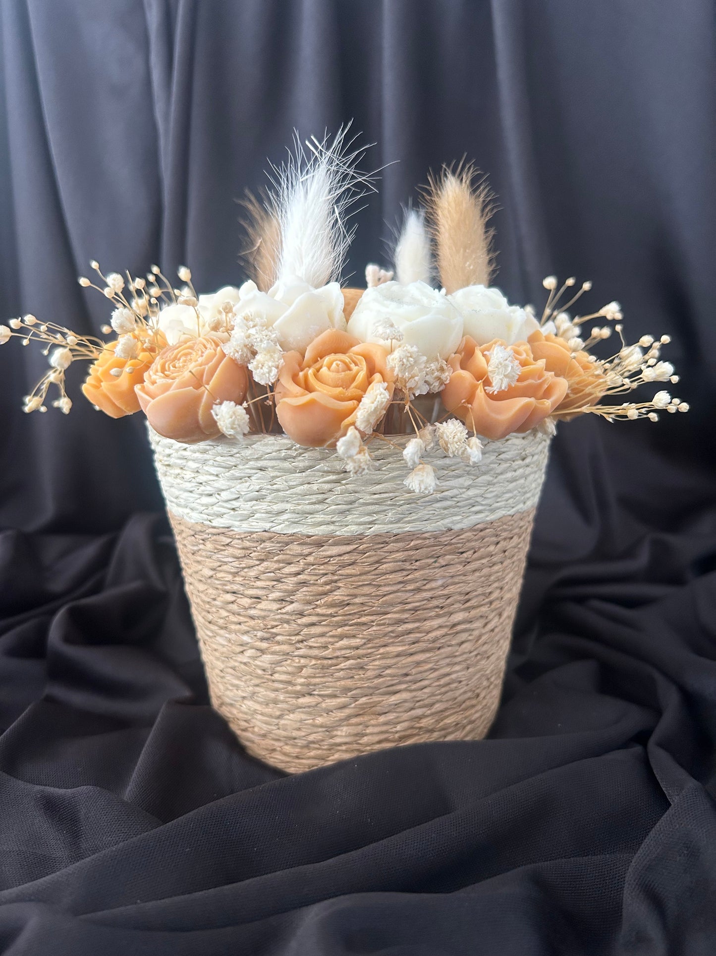 Bouquet coeur monoï pêche